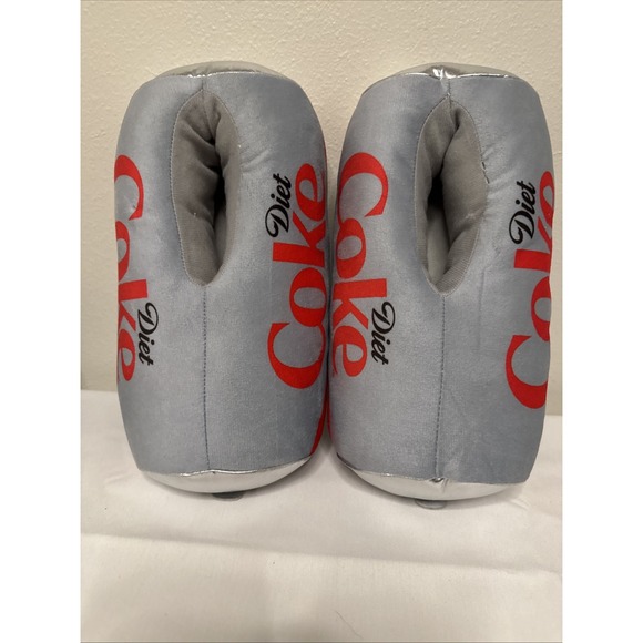 NWOT DIET COKE SODA CAN Plush Gray SLIPPERS Women's Size Med For The Haters - Picture 1 of 6